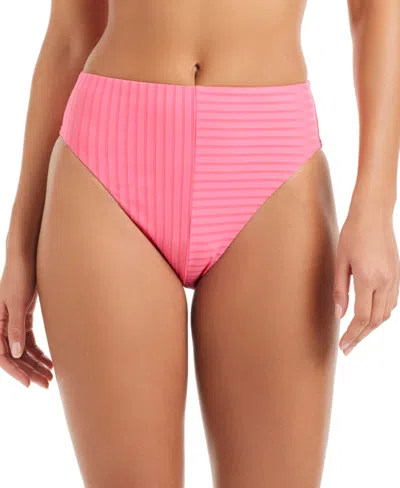 Sanctuary Women's Refresh Ribbed High-rise Swim Bottoms In Pink