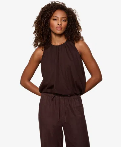 Sanctuary Women's Retreat Crewneck Bubble Tank Top In Burgundy