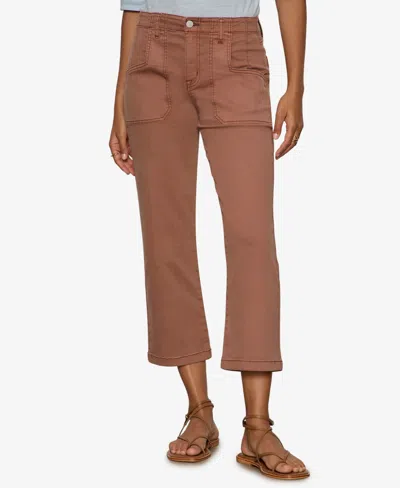 Sanctuary Retreat Mid Rise Crop Straight Leg Utility Pants In Brown