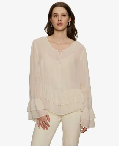 Sanctuary Women's Ruffled Long-sleeve Blouse In White