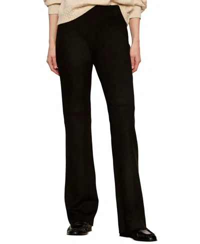 Sanctuary Faux Suede Flared Leggings In Black