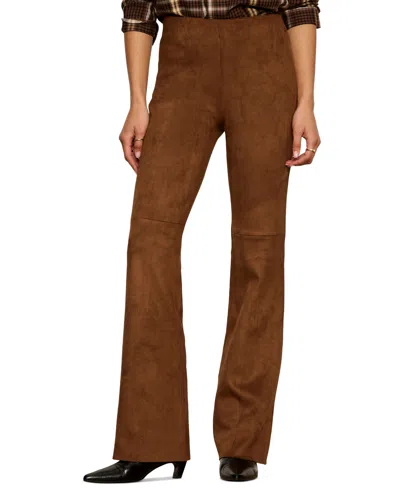 Sanctuary Faux Suede Flared Leggings In Brown