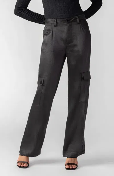 Sanctuary Women's Satin Ava Cargo Pants In Black