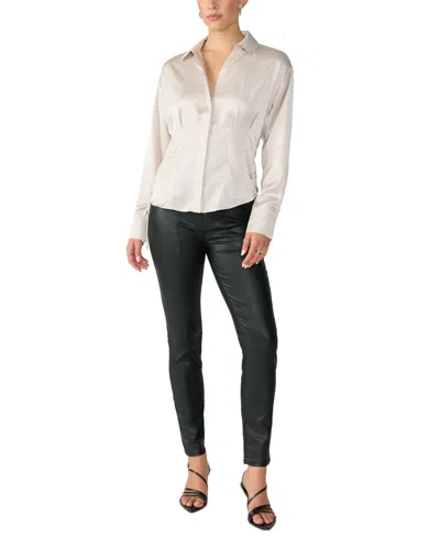 Sanctuary Women's Satin Side-tied Blouse In Toasted Marshmallow