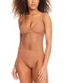 Sanctuary Women's Sea Crochet V-neck High-leg Tank One-piece Swimsuit In Bronze Babe