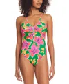 SANCTUARY WOMEN'S SHIRRED-FRONT ONE-PIECE SWIMSUIT