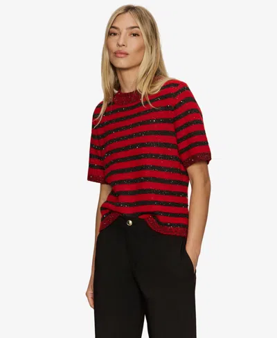 Sanctuary Women's Short-sleeve Shine Sweater T-shirt In Red