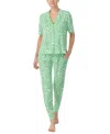 Sanctuary Women's Short-sleeve Shirt & Pants Pj Set In Animal Green Dot