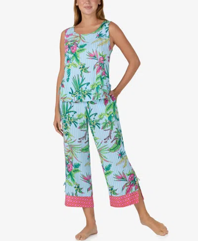 Sanctuary Women's Sleeveless Cami Top And Crop Pant, 2-piece Pajama Set In Blue