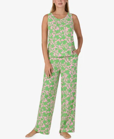 Sanctuary Women's Sleeveless Tank Top And Long Pajama Pants, 2-piece Set In Green