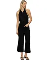 Sanctuary Soft Marine High Waist Wide Leg Crop Cotton Pants In Black
