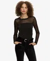 Sanctuary Sparkle Mesh Crewneck Top In Black