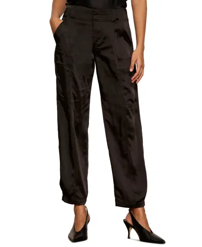 Sanctuary Women's Sphere Satin Straight Mid-rise Pants In Black