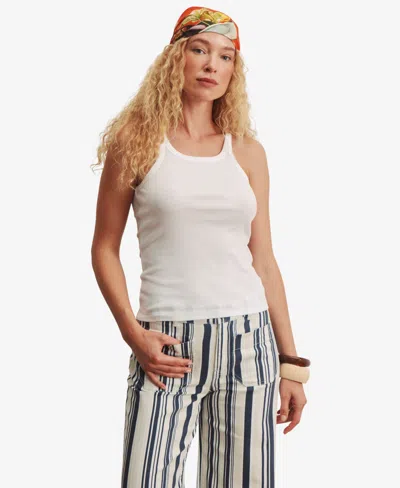 Sanctuary Women's Sprinter Rib Scoop Neck Tank Top In White