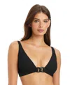 Sanctuary Rib Triangle Bikini Top In Black