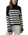 Sanctuary Stay Cozy Sweater In Black And Chalk Stripe In Black,chalk Stripe