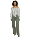 Sanctuary Off The Shoulder Ballet Tie Long Sleeve Shirt In Stripe
