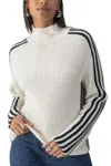 Sanctuary Sporty Stripe Mock Neck Sweater In Chalk