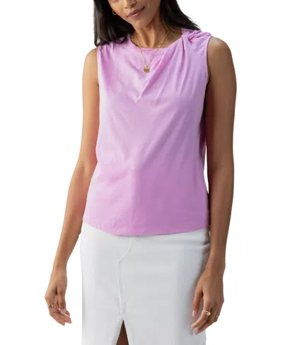 SANCTUARY WOMEN'S SUN'S OUT COTTON KNOTTED SLEEVELESS TEE