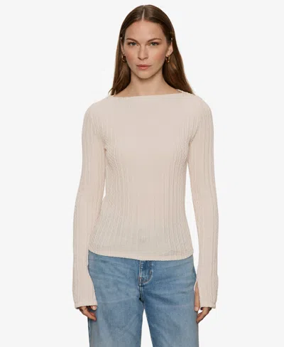 Sanctuary Boat Neck Rib Top In Pink