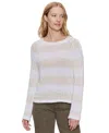 Sanctuary Raglan Stripe Round Neck Sweater In Cream