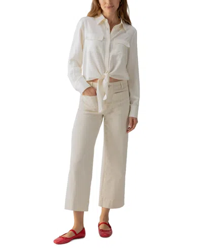 Sanctuary Women's The Marine Mid Rise Cropped Wide-leg Jeans In French Vanilla