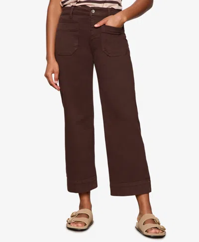 Sanctuary Women's The Marine Mid Rise Cropped Wide-leg Jeans In Burgundy