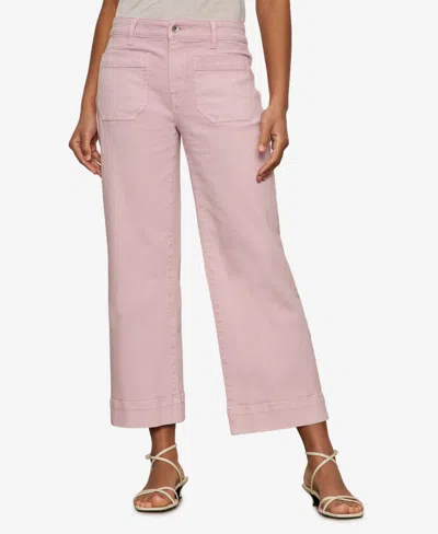 Sanctuary Women's The Marine Mid Rise Cropped Wide-leg Jeans In Pink