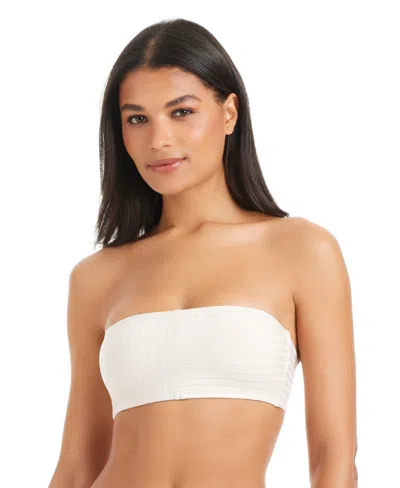 Sanctuary Bandeau Rib Bikini Top In Neutral