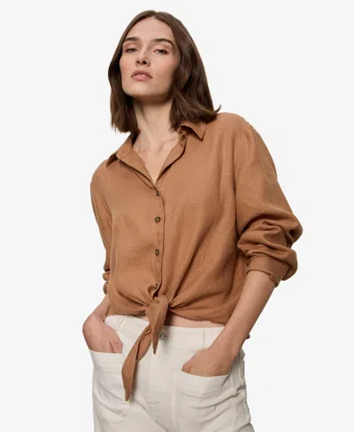 Sanctuary Women's Tie-front Long-sleeve Shirt In Brown