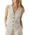 Sanctuary Linen Timeless Button Front Vest In Vineyard Stripe