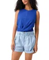 Sanctuary Twisted Cotton Blend Slub Jersey Tank In Ocean Blue