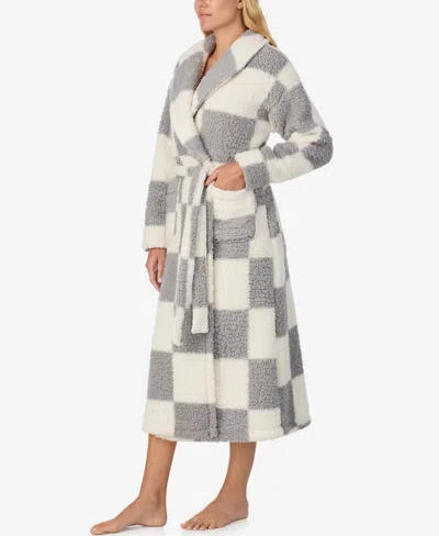 Sanctuary Women's Ultra-cozy Belted Check Wrap Short Robe In Gray