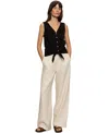 Sanctuary Vacation Textured Tie Front Button-up Tank In Black