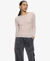 Sanctuary Stretch Mesh Boat Neck Top In White