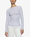 Sanctuary Women's White Lace Long Sleeve T-shirt In Sky Blue