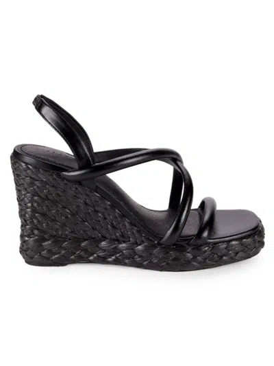 Sanctuary Women's Wilder Leather Wedge Sandals In Black