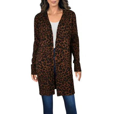 Sanctuary Womens Animal Print Cotton Cardigan Sweater