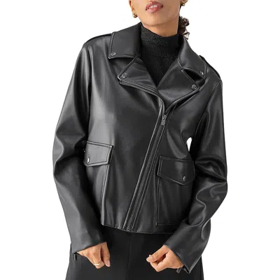 Sanctuary Womens Asymmetric Faux Leather Leather Jacket In Black