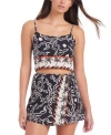Sanctuary Womens Beach Conversations Cotton Flyaway Tie Back Top Wrap Skort Cover Up In Black