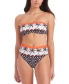 Sanctuary Womens Beach Conversations Reversible Bandeau Bikini Top Reversible High Rise Bikini Bottoms In Black