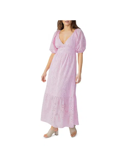 Sanctuary Womens Cotton Eyelet Maxi Dress In Pink