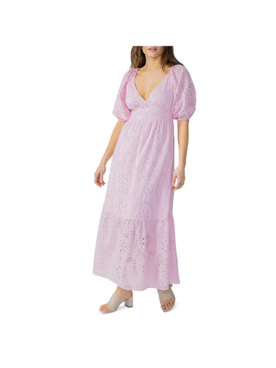 Sanctuary Womens Cotton Eyelet Maxi Dress In Purple