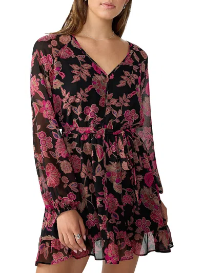 Sanctuary Womens Floral Print Short Mini Dress In Pink