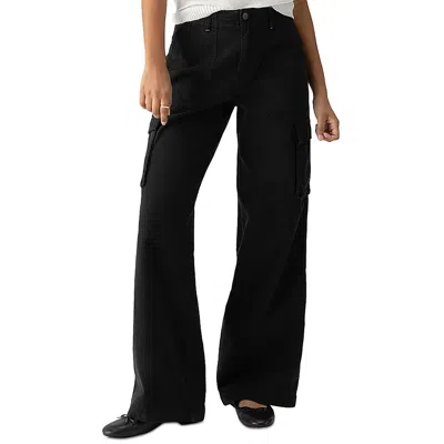 Sanctuary Womens High Rise Wide Leg Cargo Pants In Black