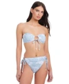 Sanctuary Womens In The Meadow Bandeau Tie Front Bikini Top Bottoms In Multi