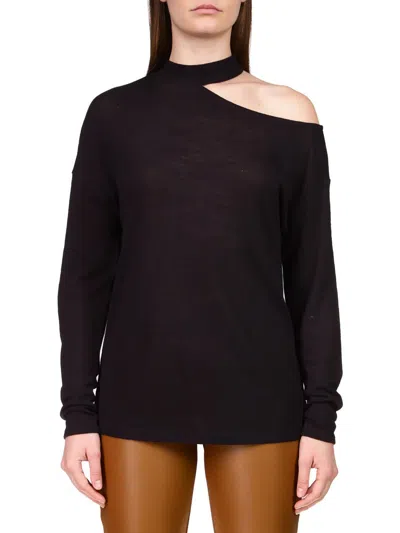 Sanctuary Womens Knit Cold Shoulder Pullover Top In Black