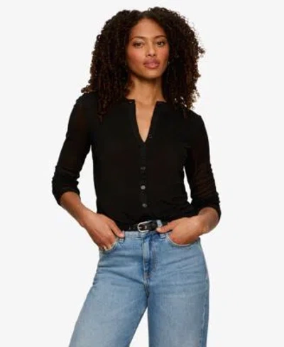 Sanctuary Knit Mesh Long Sleeve Cardigan In Black