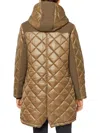 Sanctuary Womens Mixed Media Winter Quilted Coat In Multi
