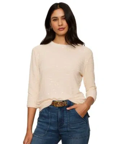 Sanctuary Womens Mode Sequin Embellished 3 4 Sleeve T Shirt In Neutral